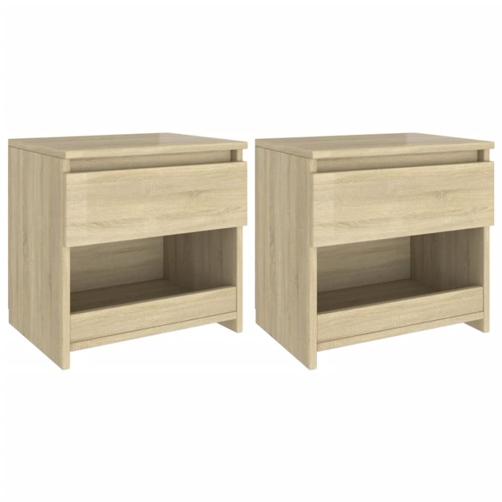 Lot de 2 tables de chevet bois beige 40x30x39 cm