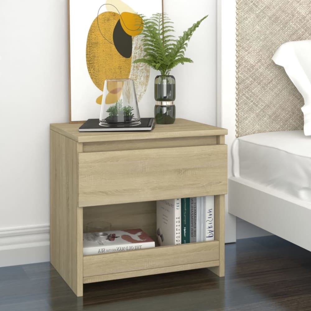 Lot de 2 tables de chevet bois beige 40x30x39 cm