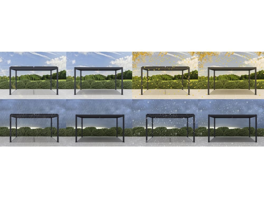 Pergola bioclimatique en aluminium gris 304 x 394 x 218 cm