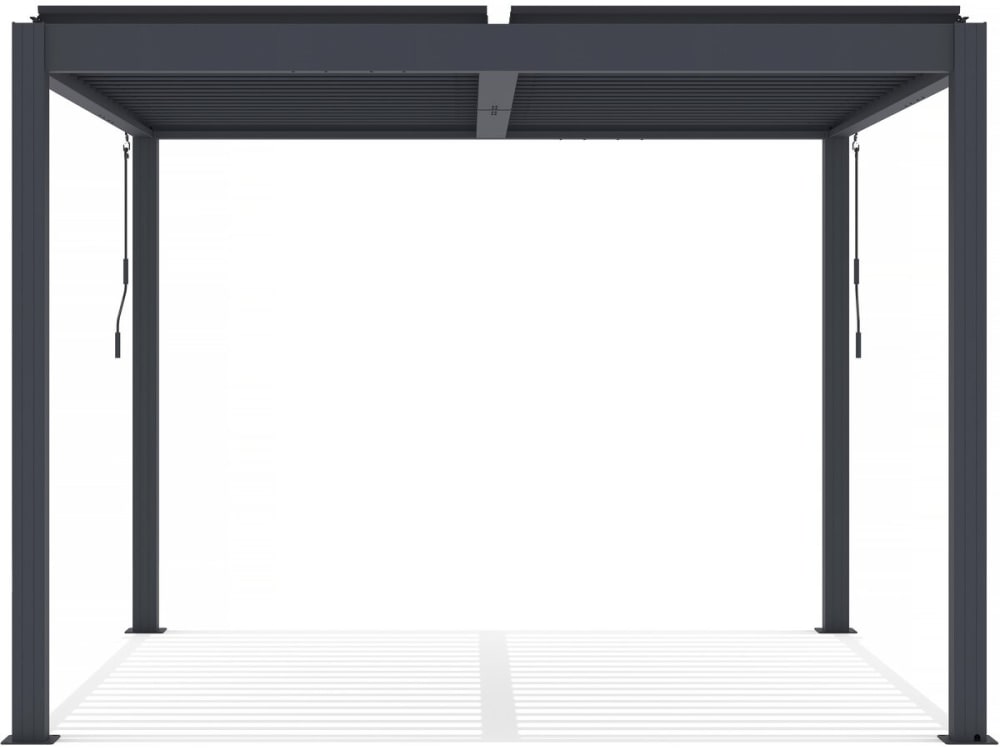 Pergola bioclimatique en aluminium gris 300 x 300 x 218 cm