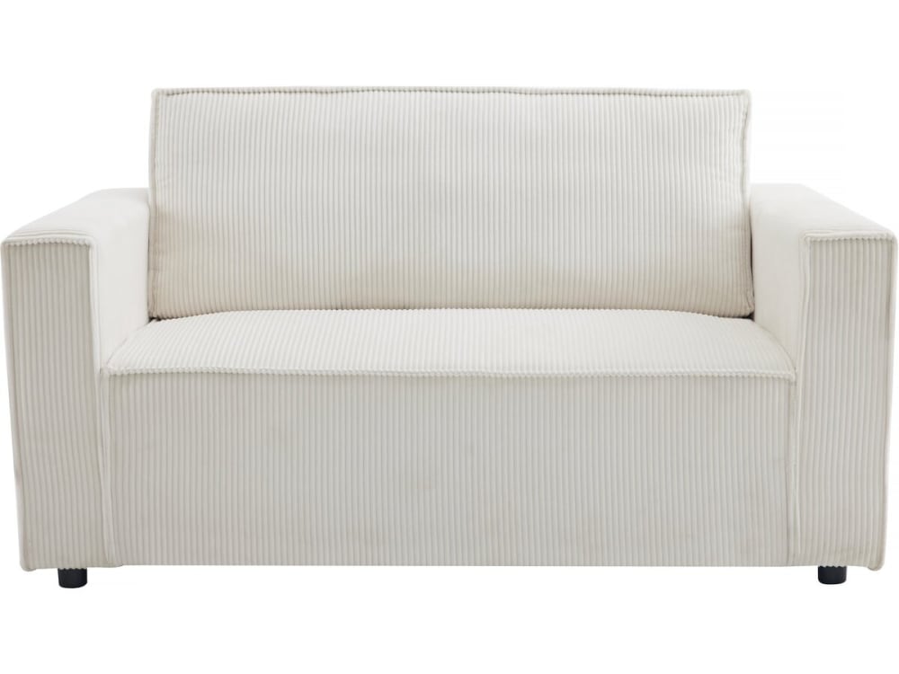 Canapé droit 2 places en velours côtelé beige