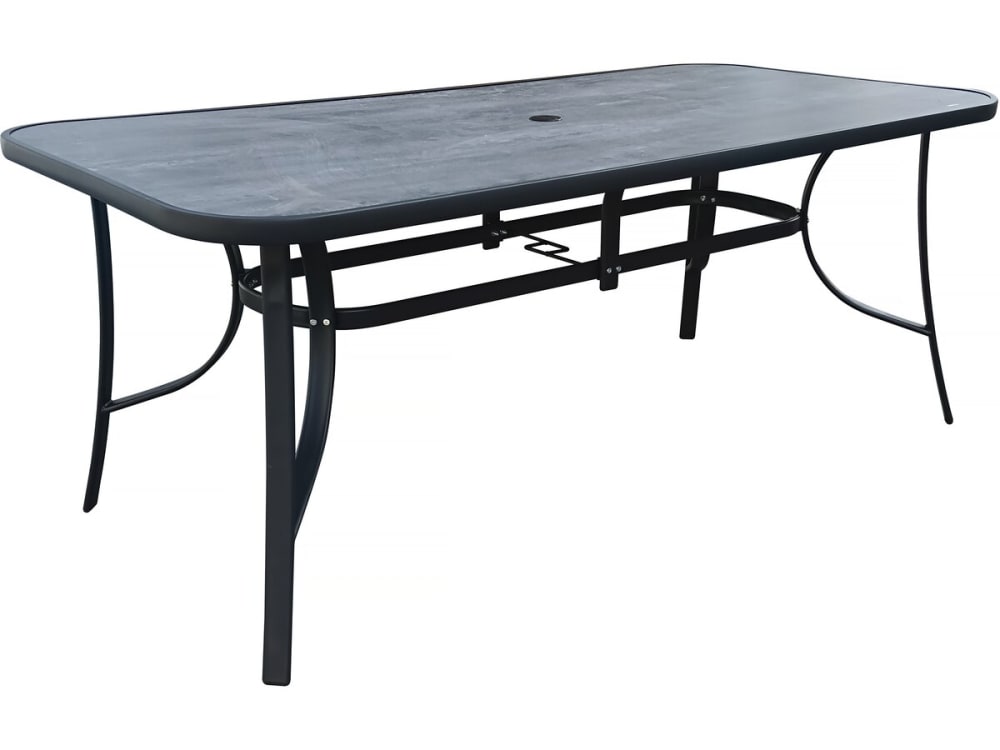 Table de jardin métal gris effet marbre 180 x 90 x 72 cm