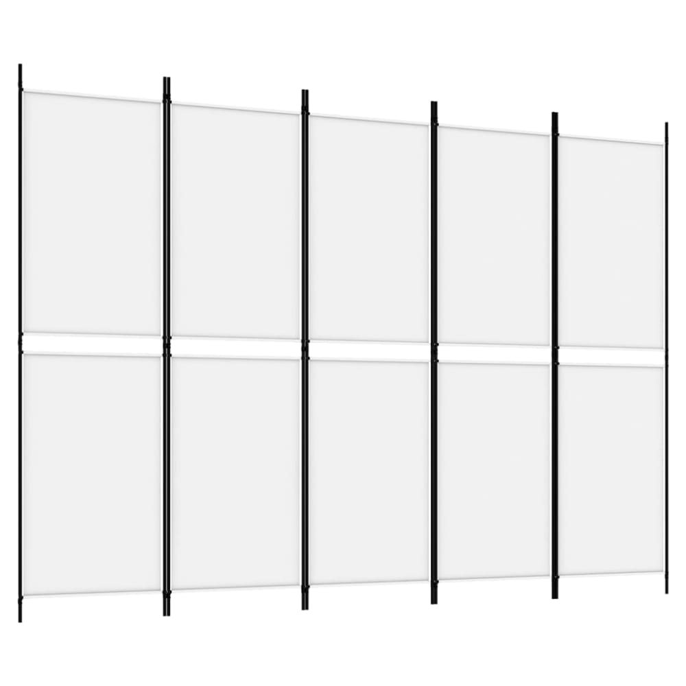 biombo divisor de 5 paneles de tela blanco 250x180 cm