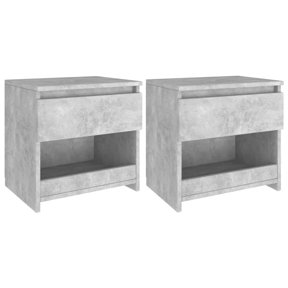 Lot de 2 tables de chevet effet beton gris 40x30x39 cm