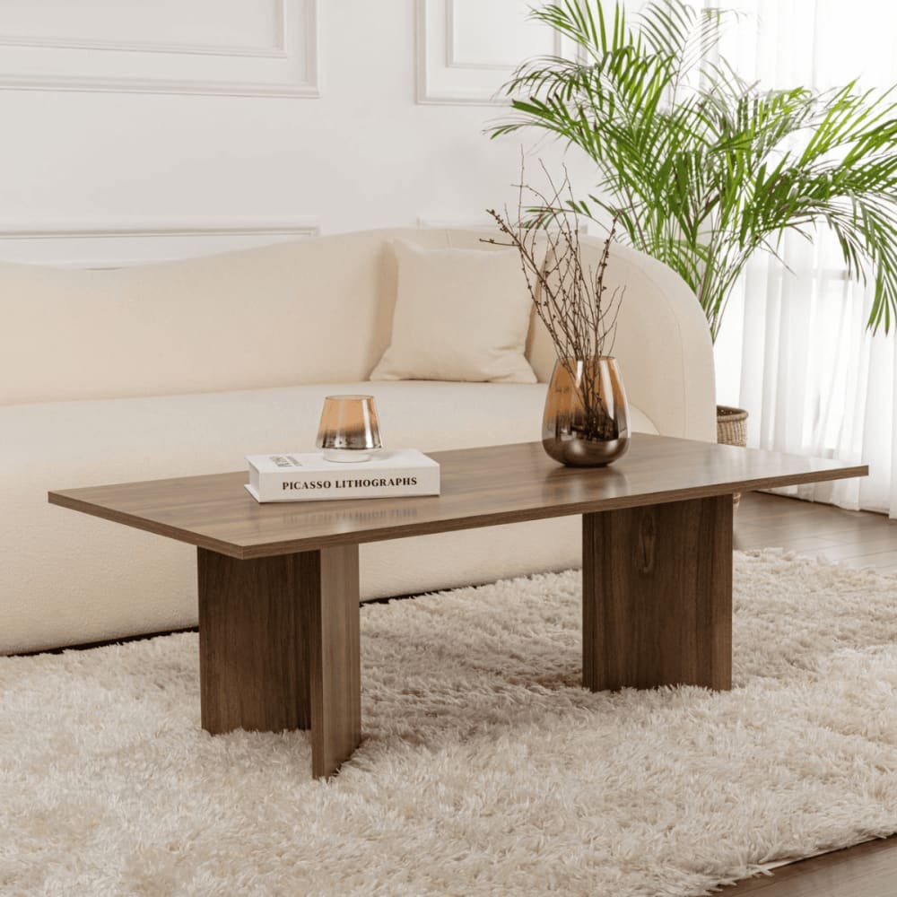 Table basse avec plateau rectangulaire l119 cm - noyer