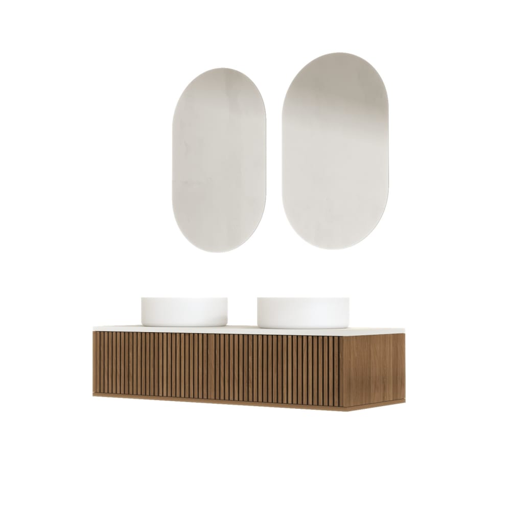 Meuble de salle de bains effet bois marron avec miroir 47x120x52cm