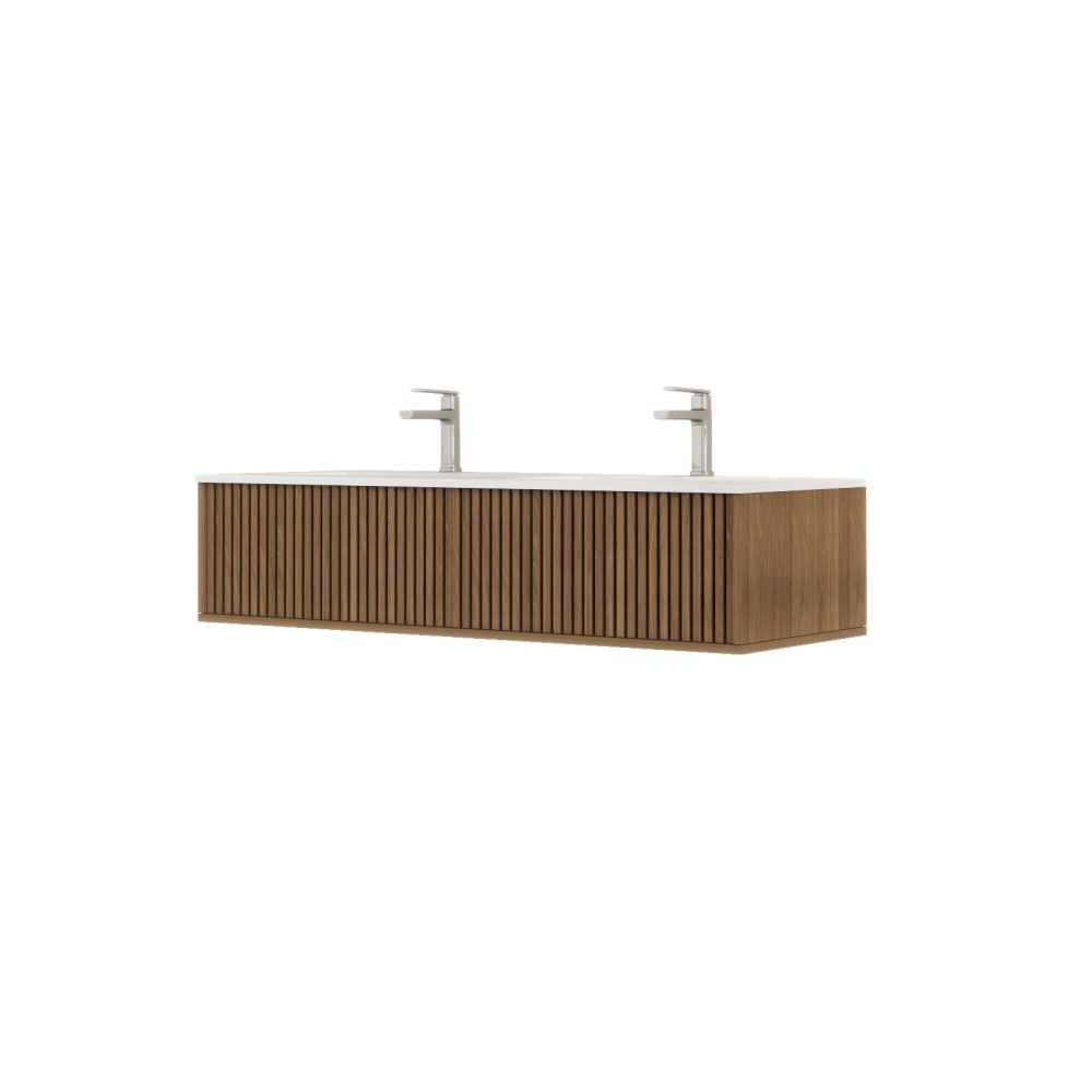 Meuble de salle de bains effet bois marron 47x122x38cm