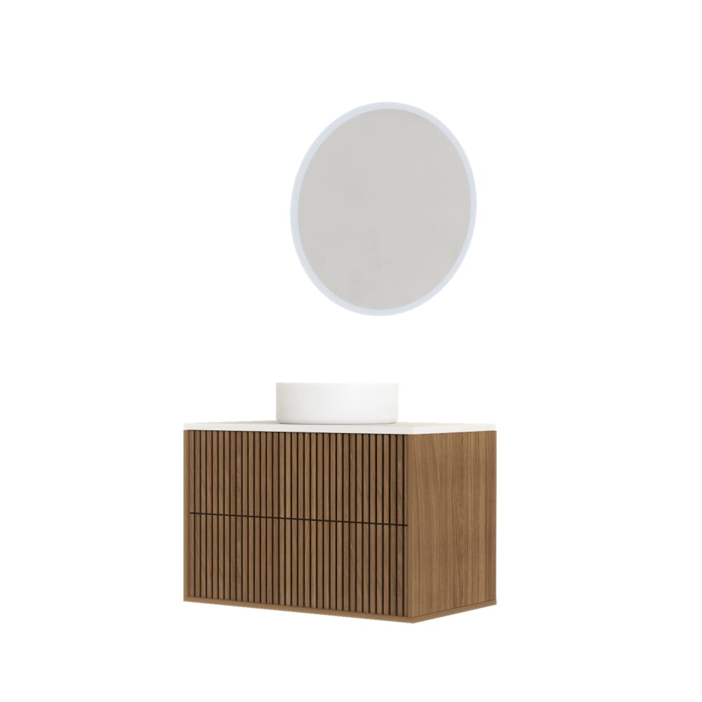 Meuble de salle de bains effet bois marron avec miroir 47x80x52cm