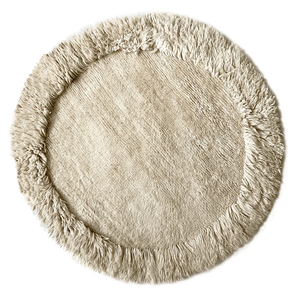 Tapis rond en laine blanc