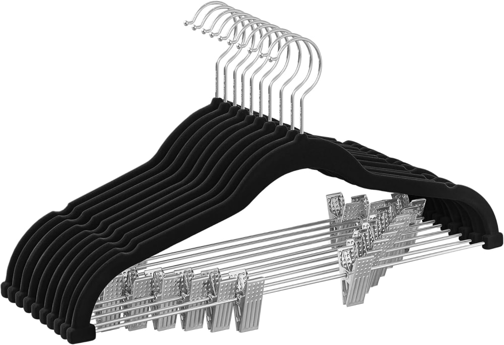 10 perchas para pantalones de terciopelo de color negro