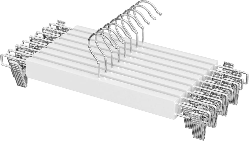 8 perchas de madera maciza antideslizantes de color blanco