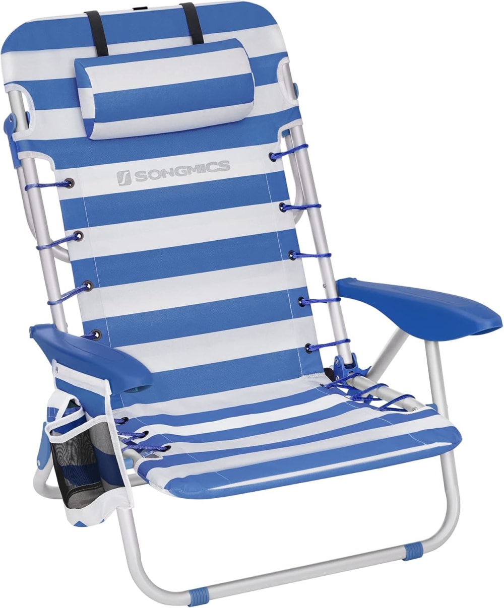 Chaises d'extérieur pliable 63 x 68 x 75 cm bleu et blanc Chaises d'extérieur pliable 63 x 68 x 75 cm bleu et blanc