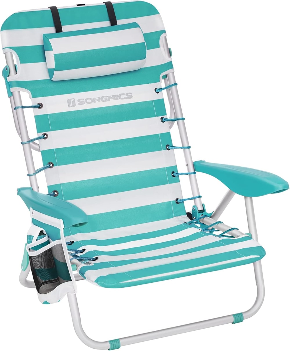 Chaises d'extérieur pliant dossier réglable vert et blanc Chaises d'extérieur pliant dossier réglable vert et blanc