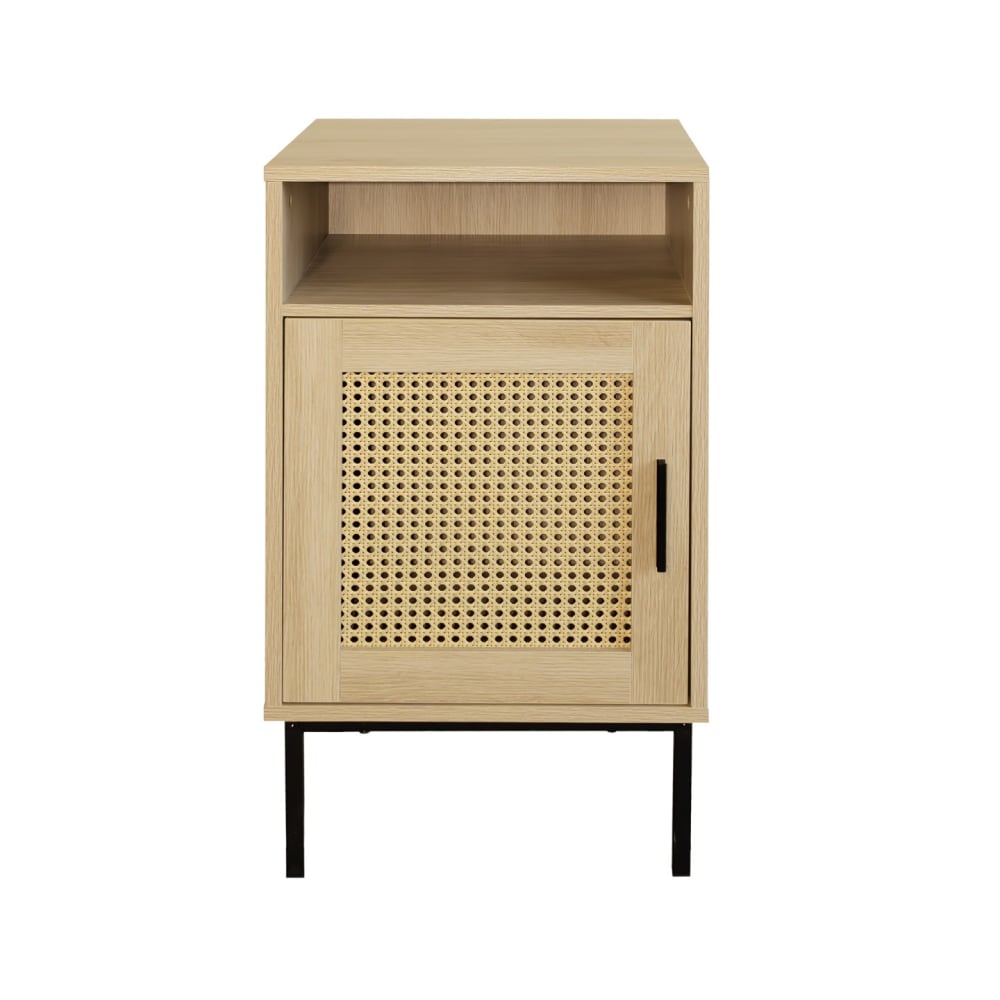 Box & beyond Nachttisch mit Rattantür aus Naturholz, 40 x 40 x 69 cm style landhaus Braun
