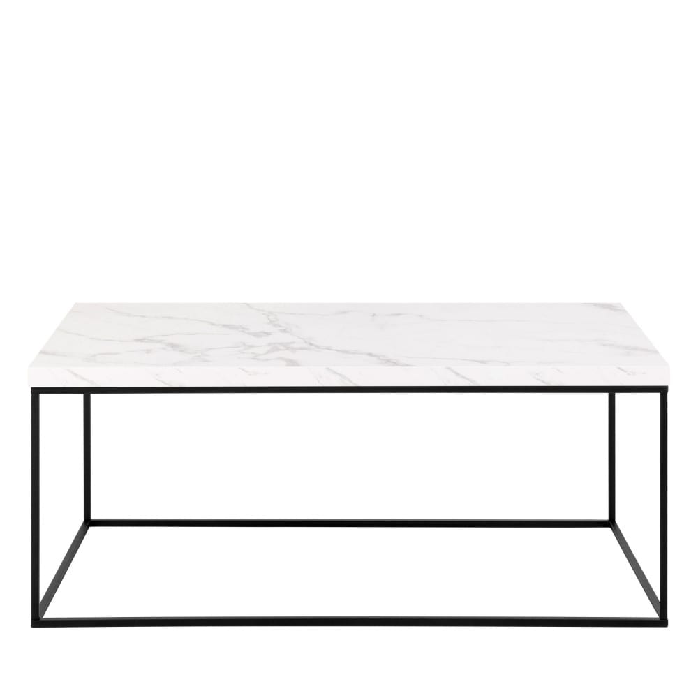 Table basse en effet marbre et métal 110x55cm - Blanc