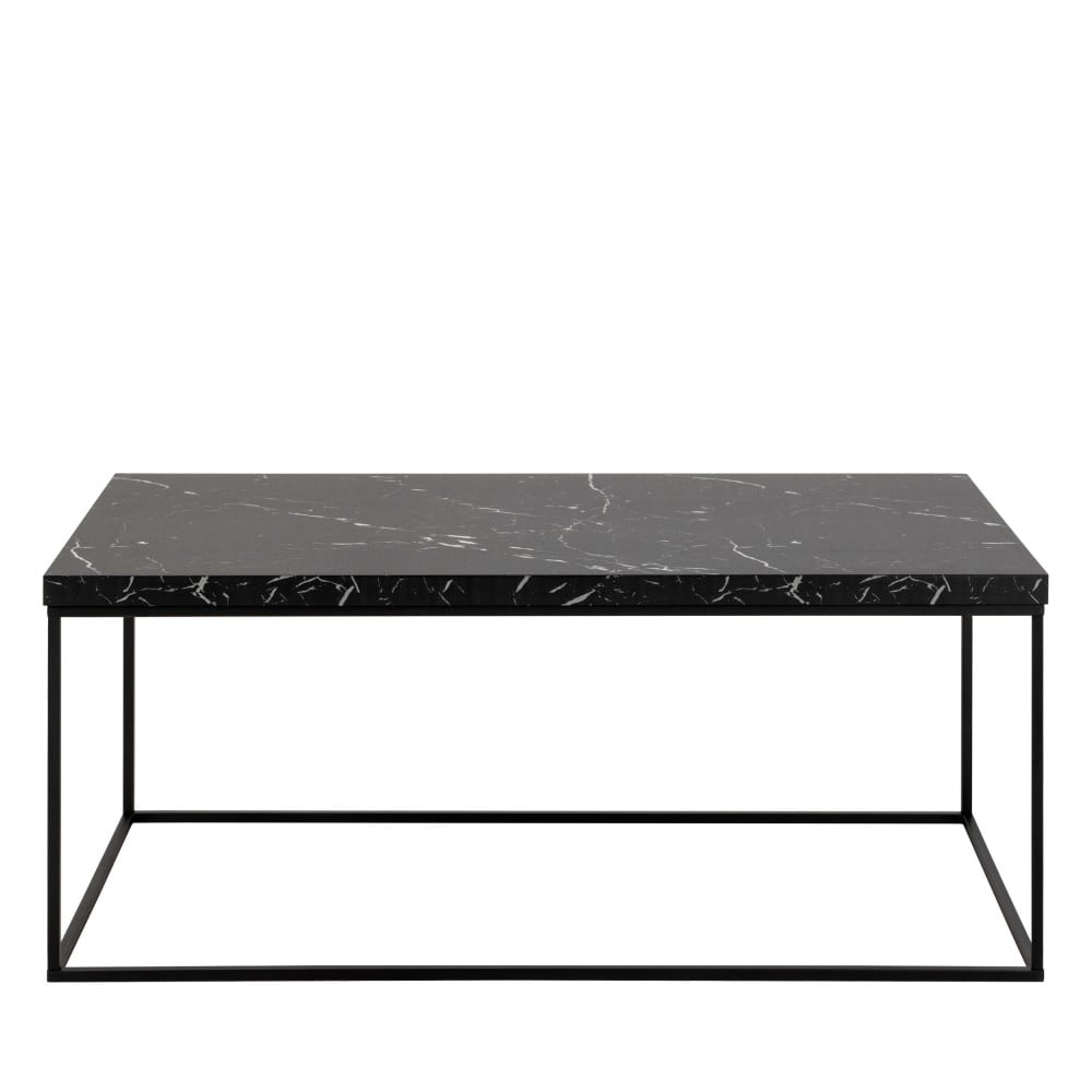 Table basse en effet marbre et métal 110x55cm - Noir