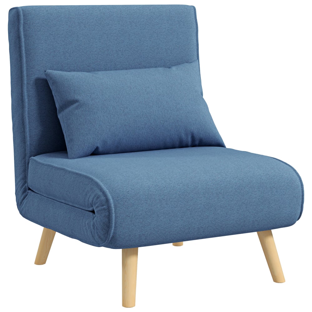Fauteuil convertible 3 en 1 dossier inclinable rembourré bleu — Beyit