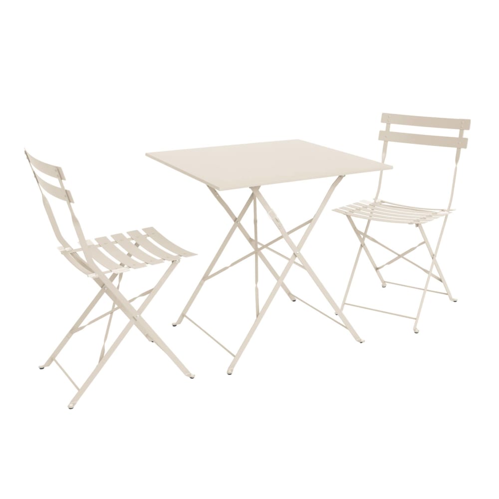 Table et chaises de jardin pliables 70 x 70cm, beige