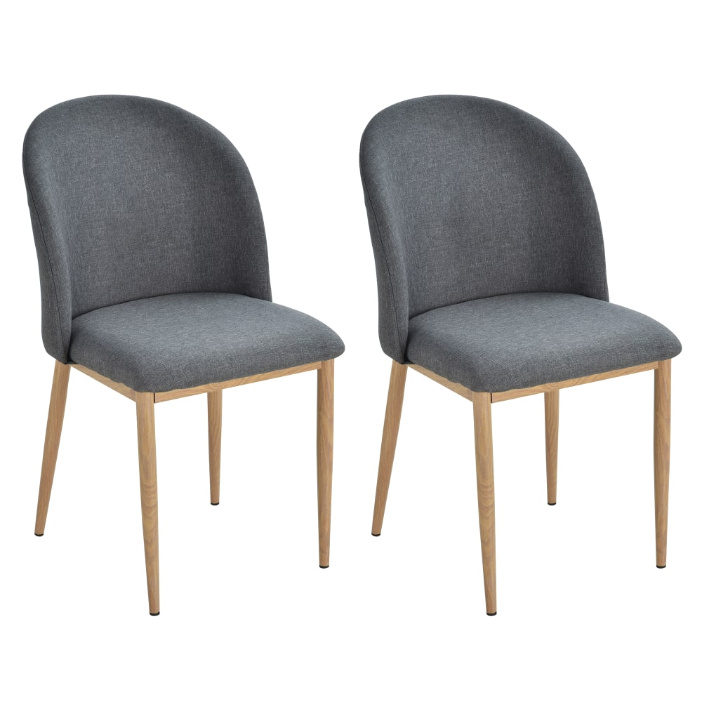 2 Design-Skandinavisch-Stühle, Leinen & Holzoptik-Metall -