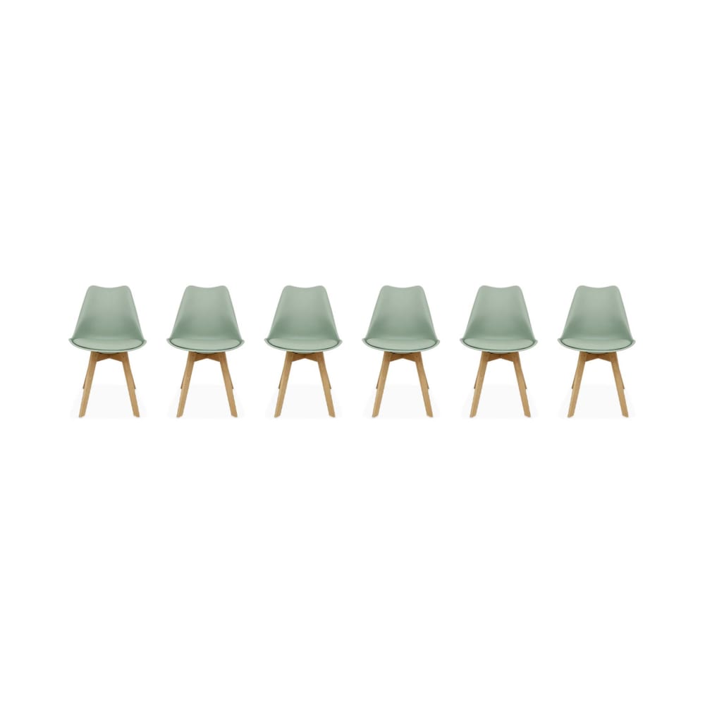 Lot de 6 chaises scandinaves vert céladon