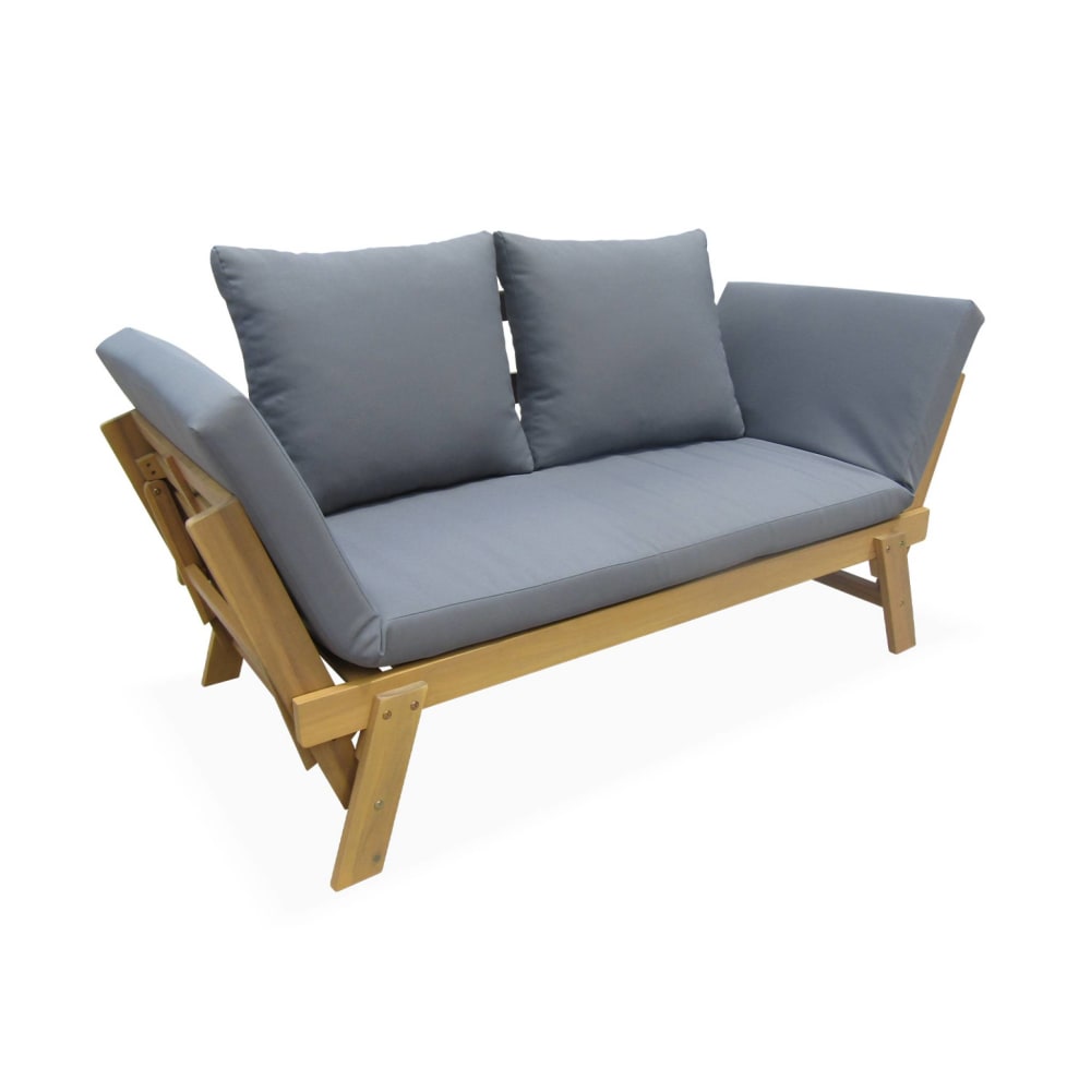 Banquette de jardin bois d'acacia 2/3 places gris