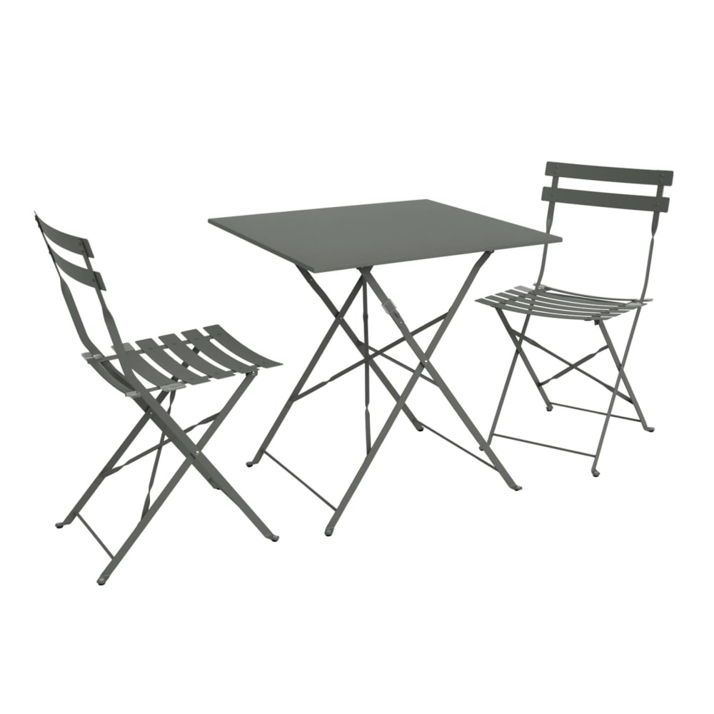 Table et chaises de jardin pliables 70 x 70cm, kaki
