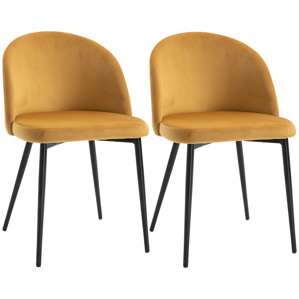 Homcom 2 Besucherstühle, skandinavisches Design & Velours Gelb Pes - Polyester