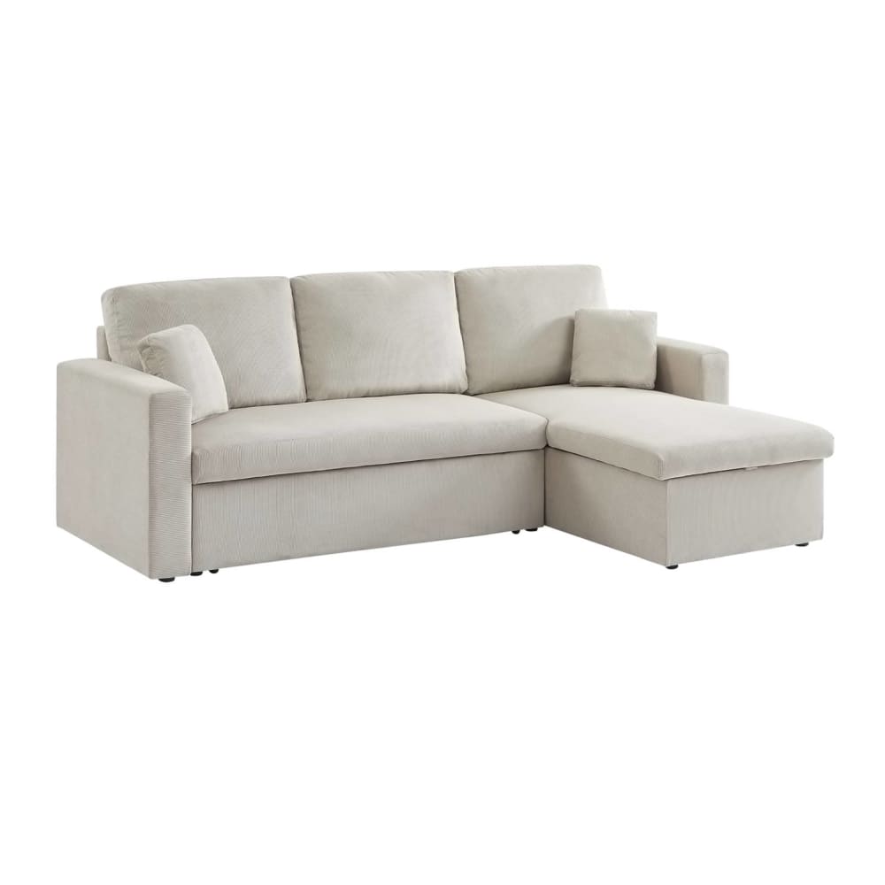 Canapé d'angle velours côtelé grège