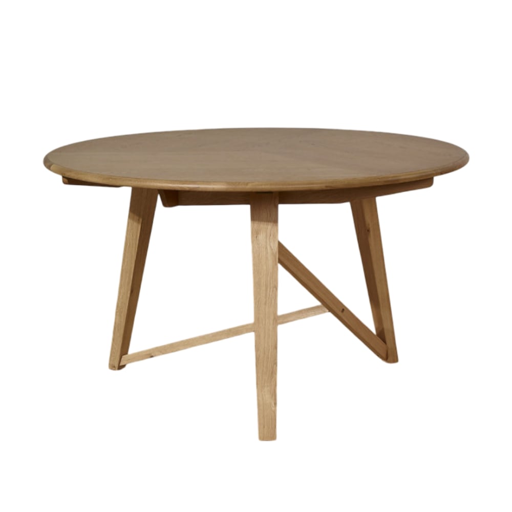 Table à manger ronde en chêne massif, 6 couverts bois