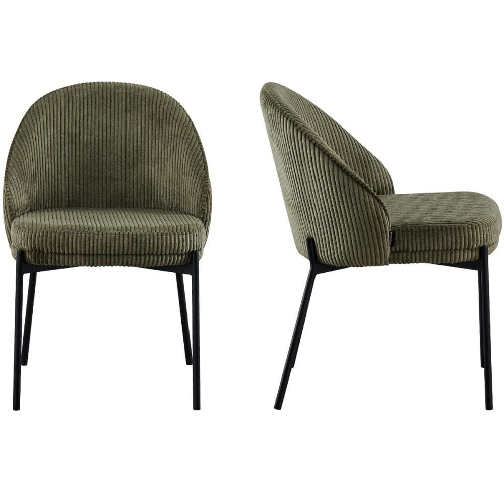Lot de 2 chaises en velours - vert kaki