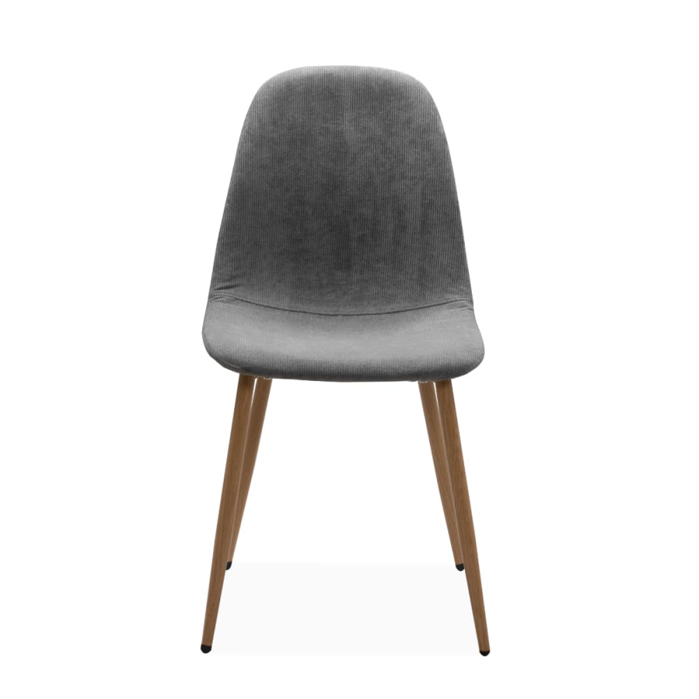 Set von 4 Stühlen aus grauem Cord mit Holzbeinen L43 cm - ANYA -