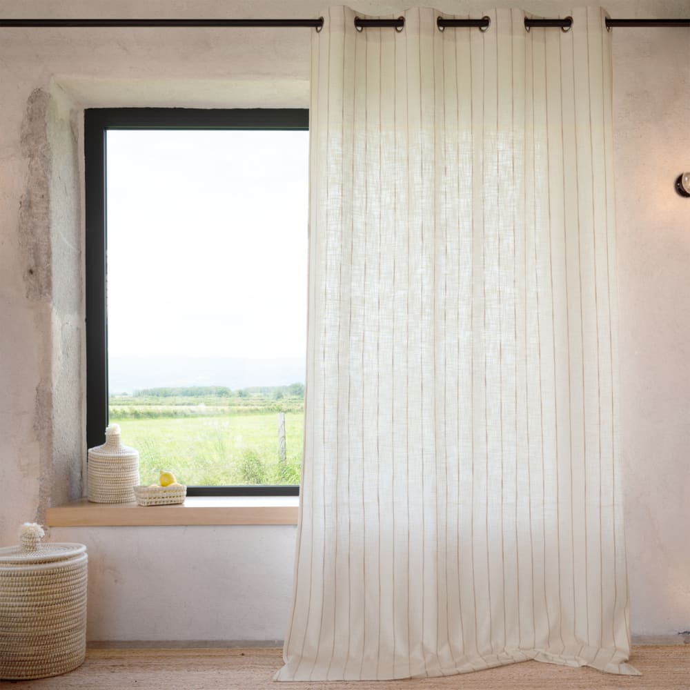 Rideau 100% coton à rayures beige lourmarin beige 140x260 cm