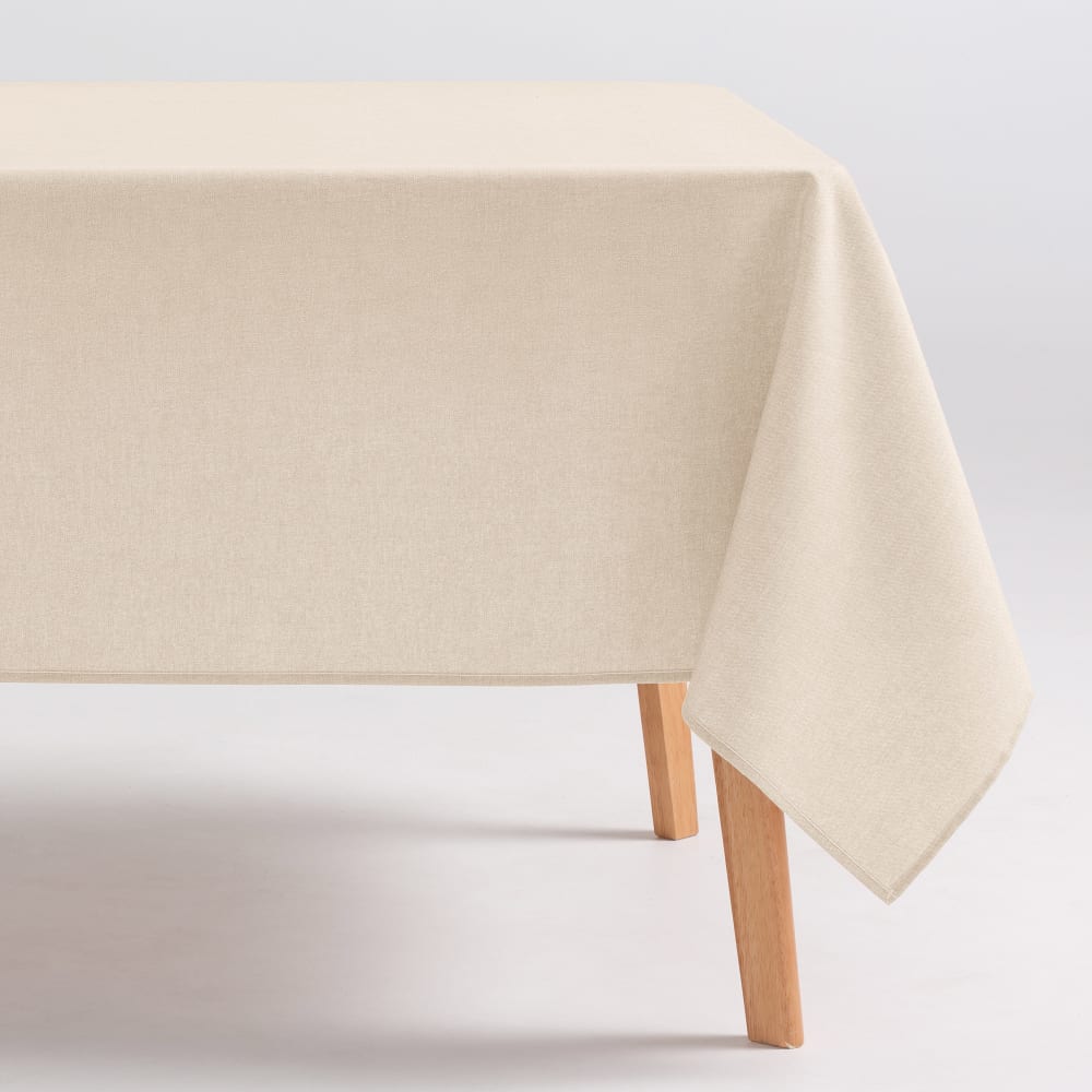 Nappe uni anti-taches en coton doux écru 140x100 cm