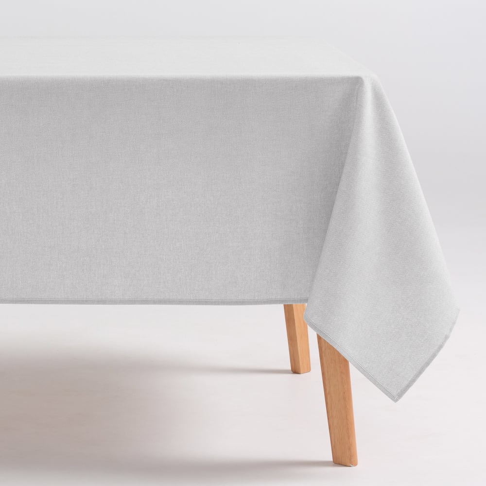 Nappe uni anti-taches en coton doux gris clair 140x300 cm