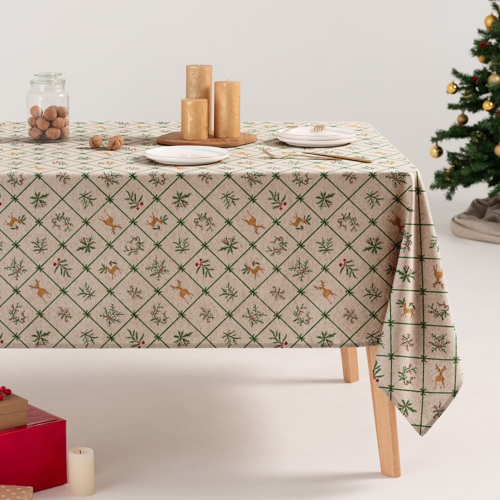 Mantel navidad jacquard lino suave 140x240 cm