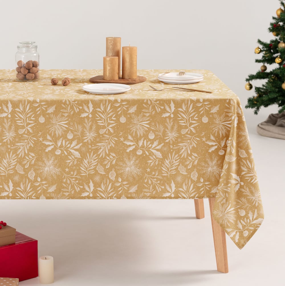 Nappe de Noël jacquard en lin doux 140x200 cm