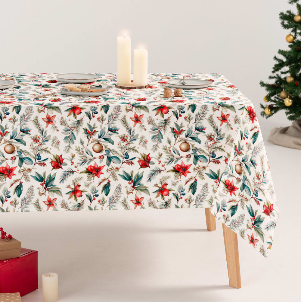 Nappe de Noël anti-taches en coton doux 160x240 cm