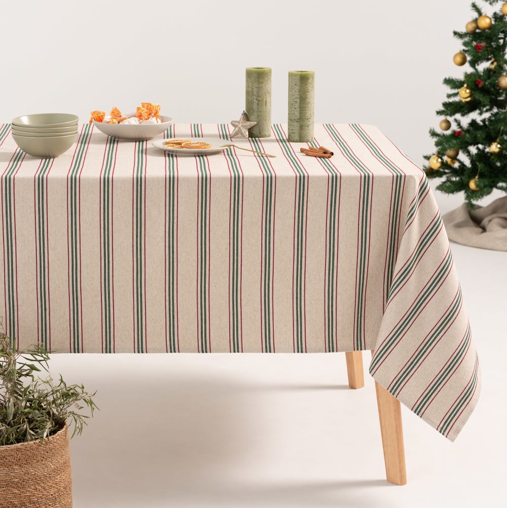 Nappe de Noël jacquard en lin doux 140x350 cm