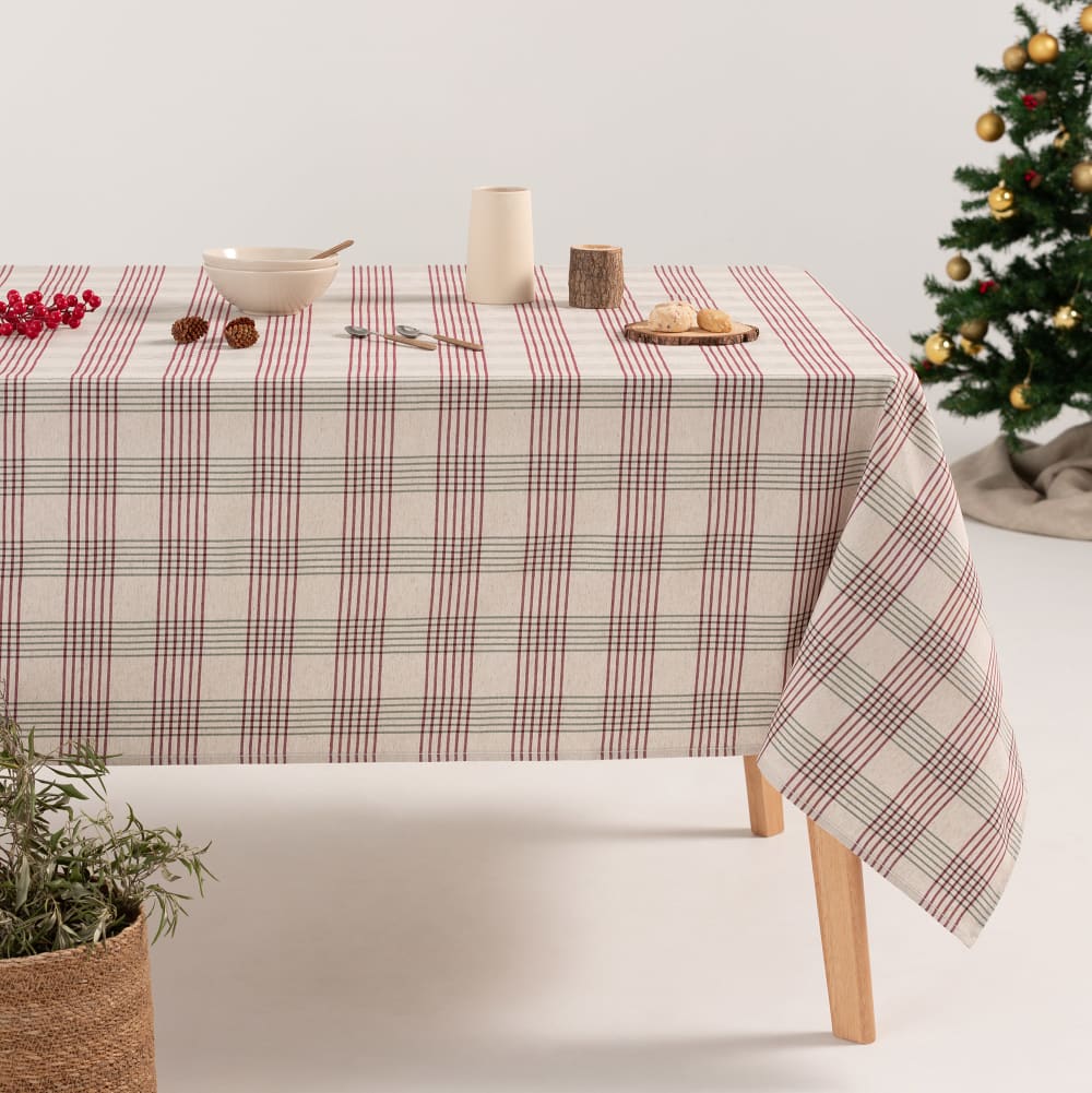 Nappe de Noël jacquard en lin doux 140x140 cm