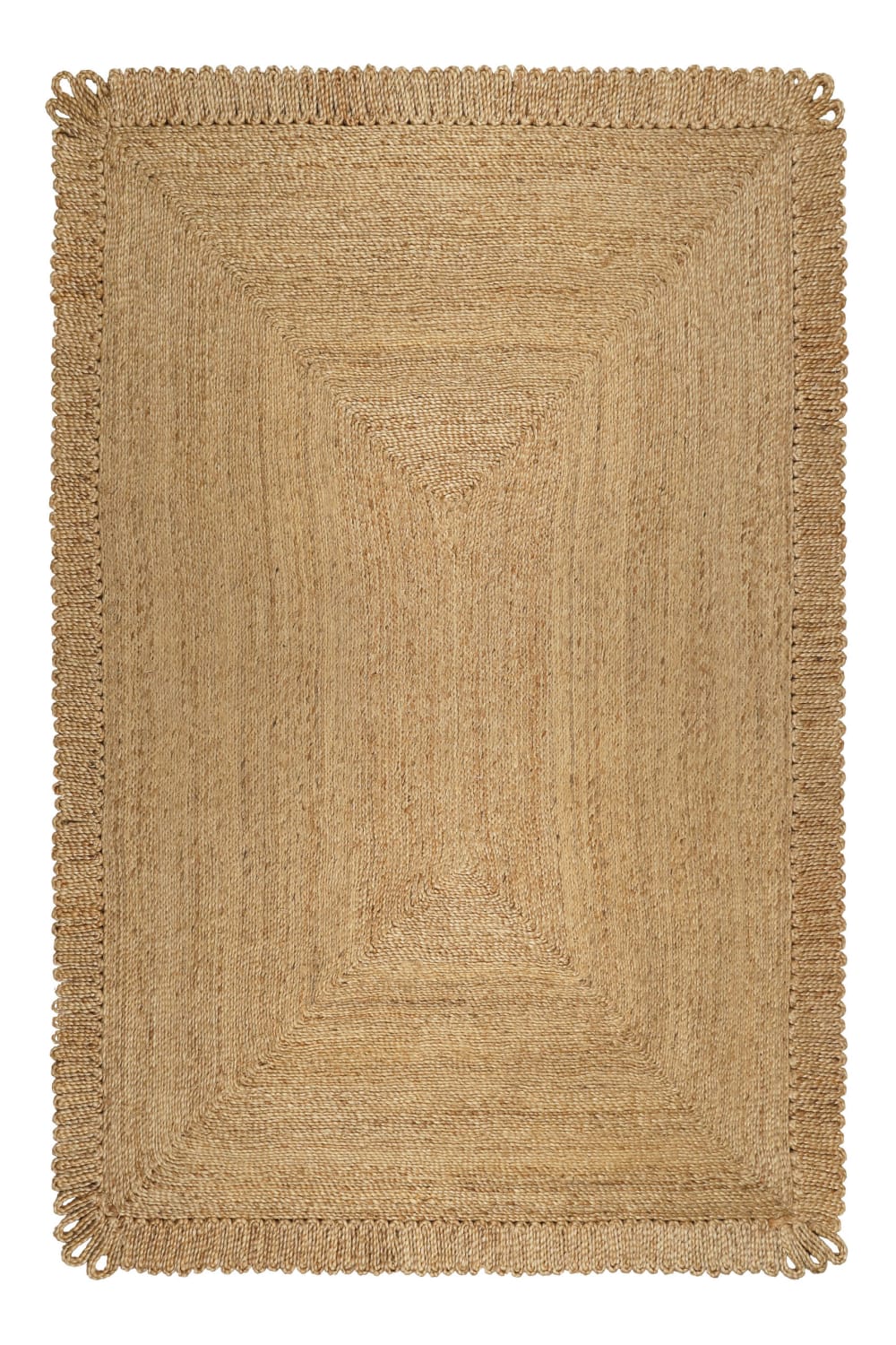 Green Loop Handgefertigter Teppich aus Naturjute mit originellem Rand 140x200 style modern Beige Naturfasern