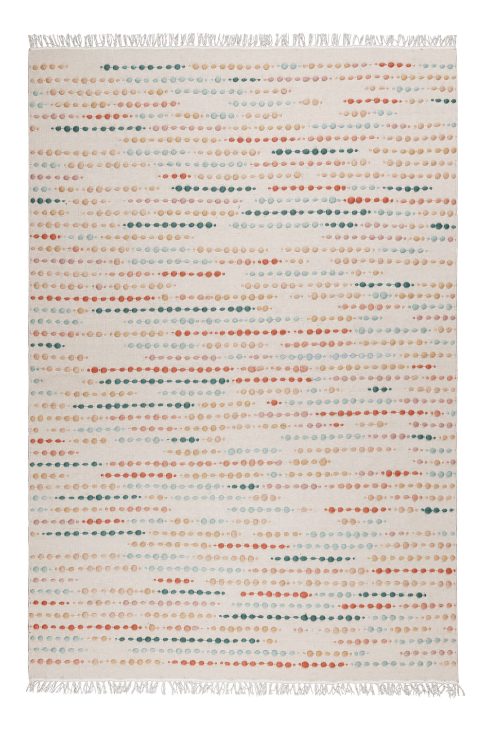 Wecon Home Handgewebter Teppich Schurwolle mit Fransen bunt 140x200 style modern Mehrfarbig