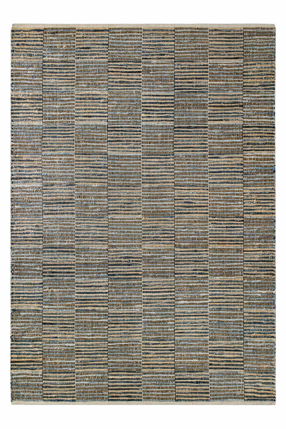 Tapis fait main denim et jute naturel et bleu 80x150