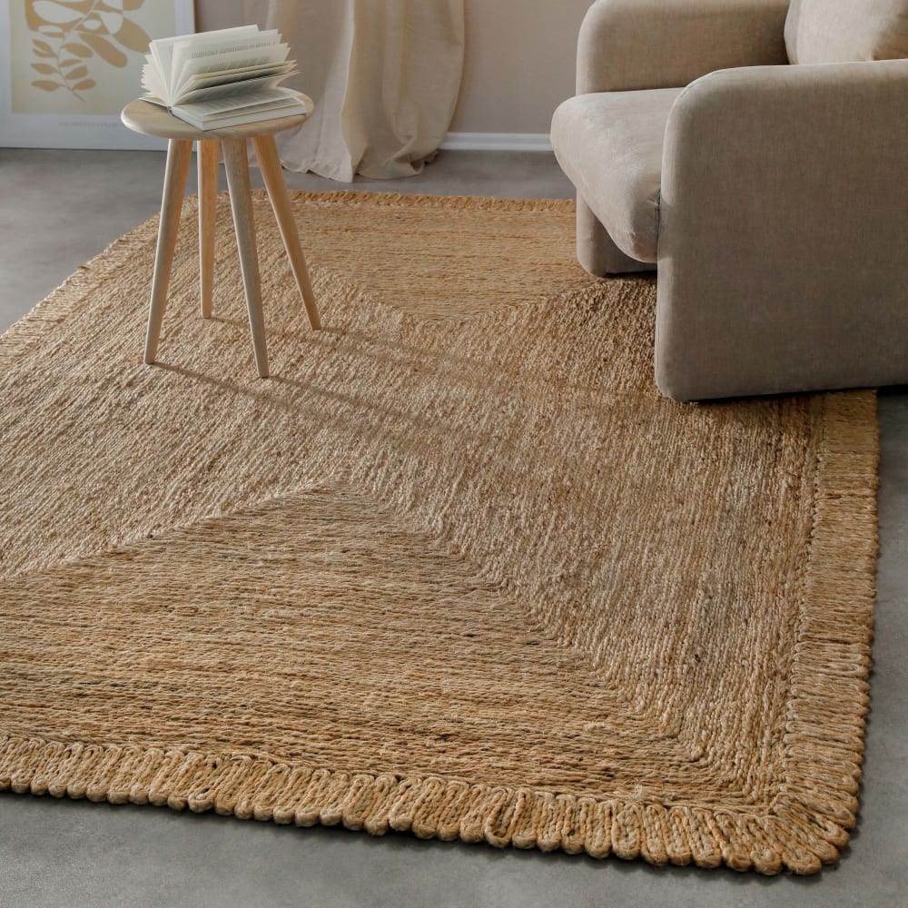 Tapis en jute naturelle fait main avec bord original 80x150 — vue 3