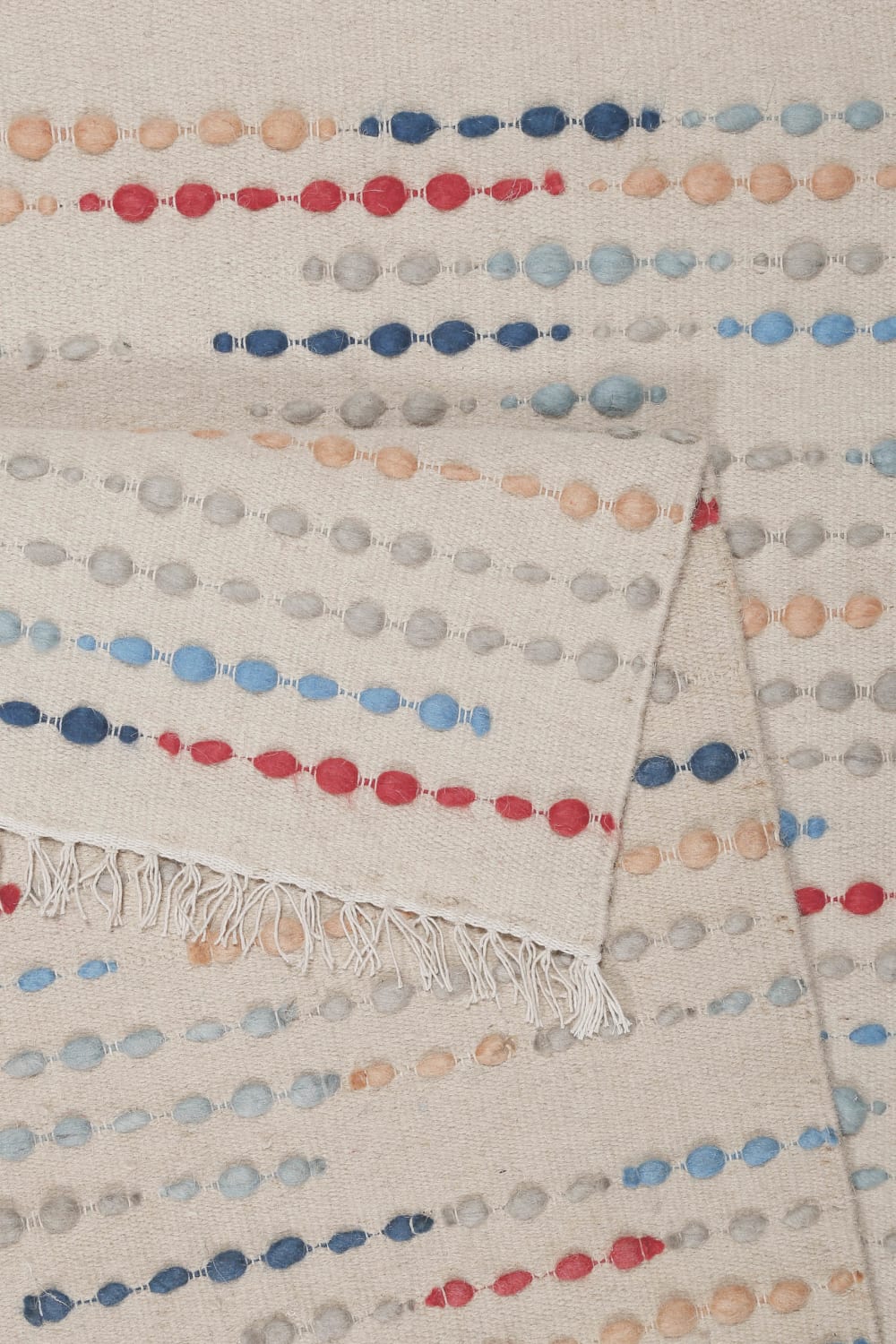 Tapis tissé main pure laine vierge à franges et multicolore 80x150 — vue 4