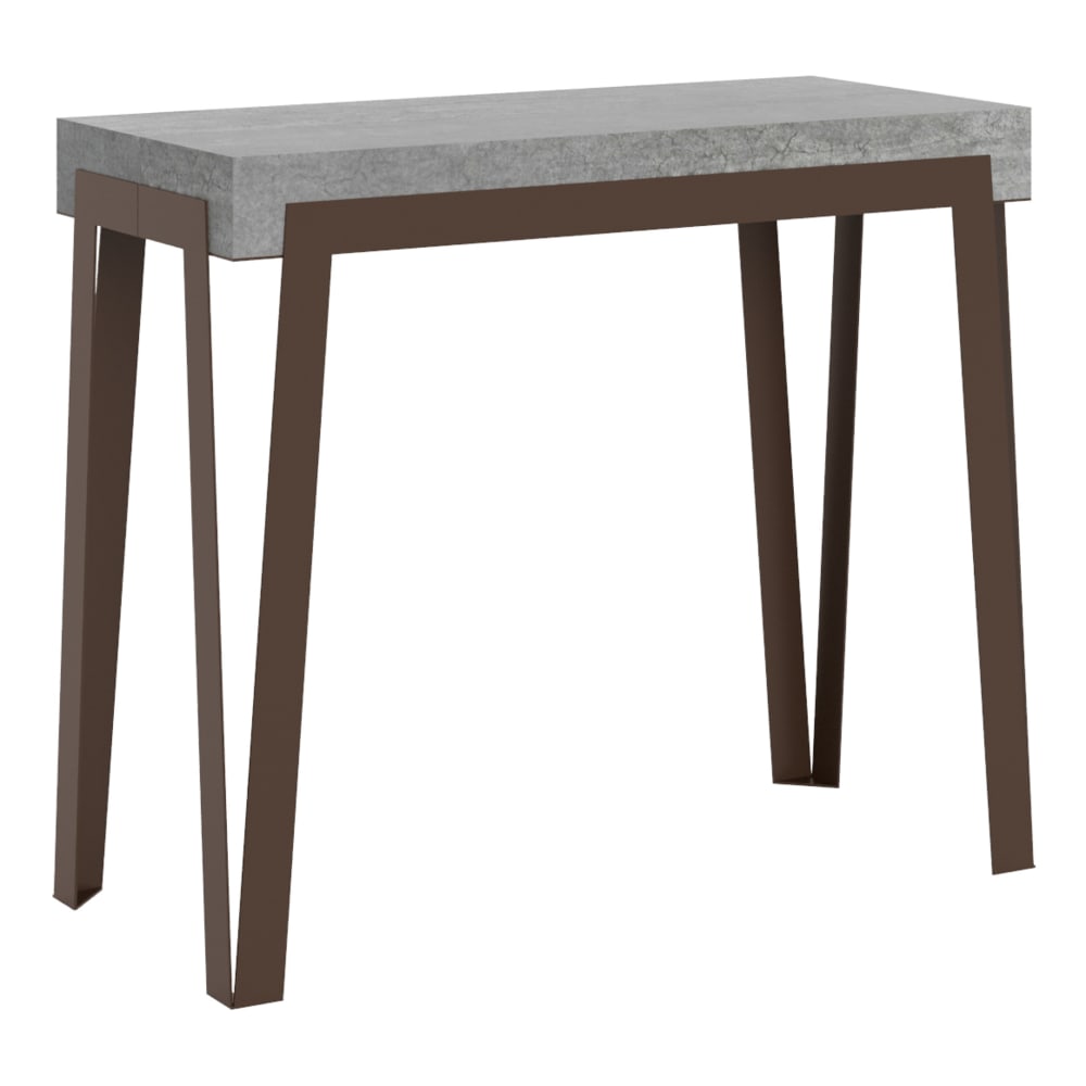 Console extensible effet béton gris 90x40/196 cm