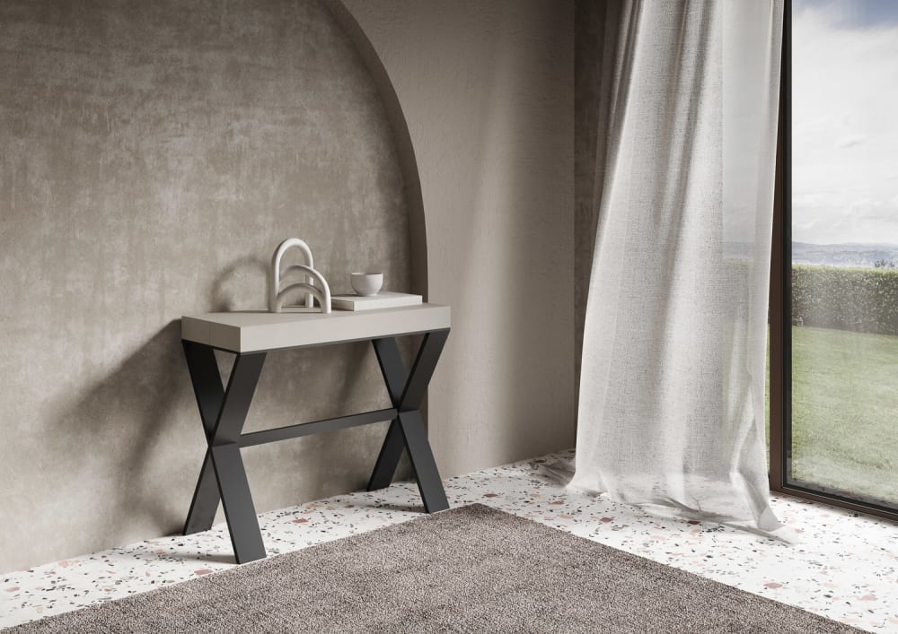 Console extensible effet bois gris cachemire 90x40/300 cm