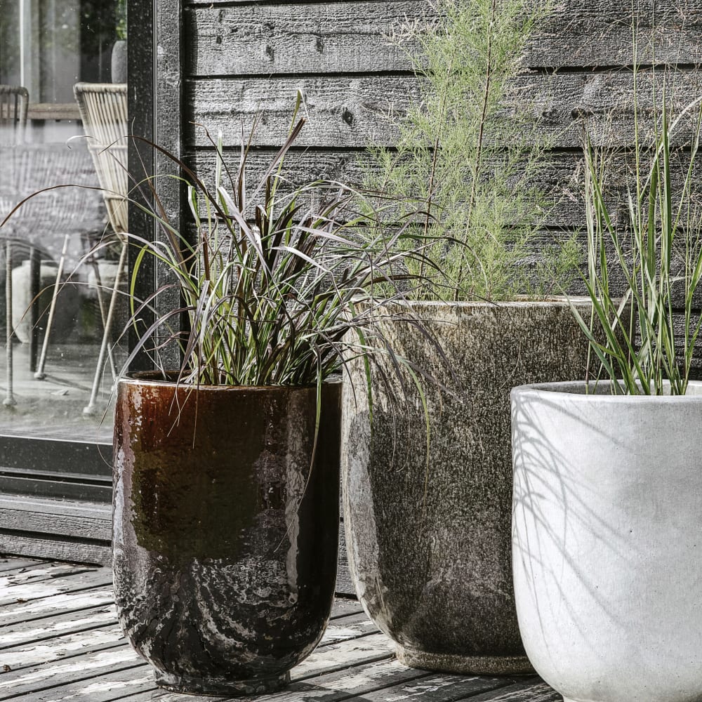 Cache-pots en céramique marron foncé ( Lot de 2 )