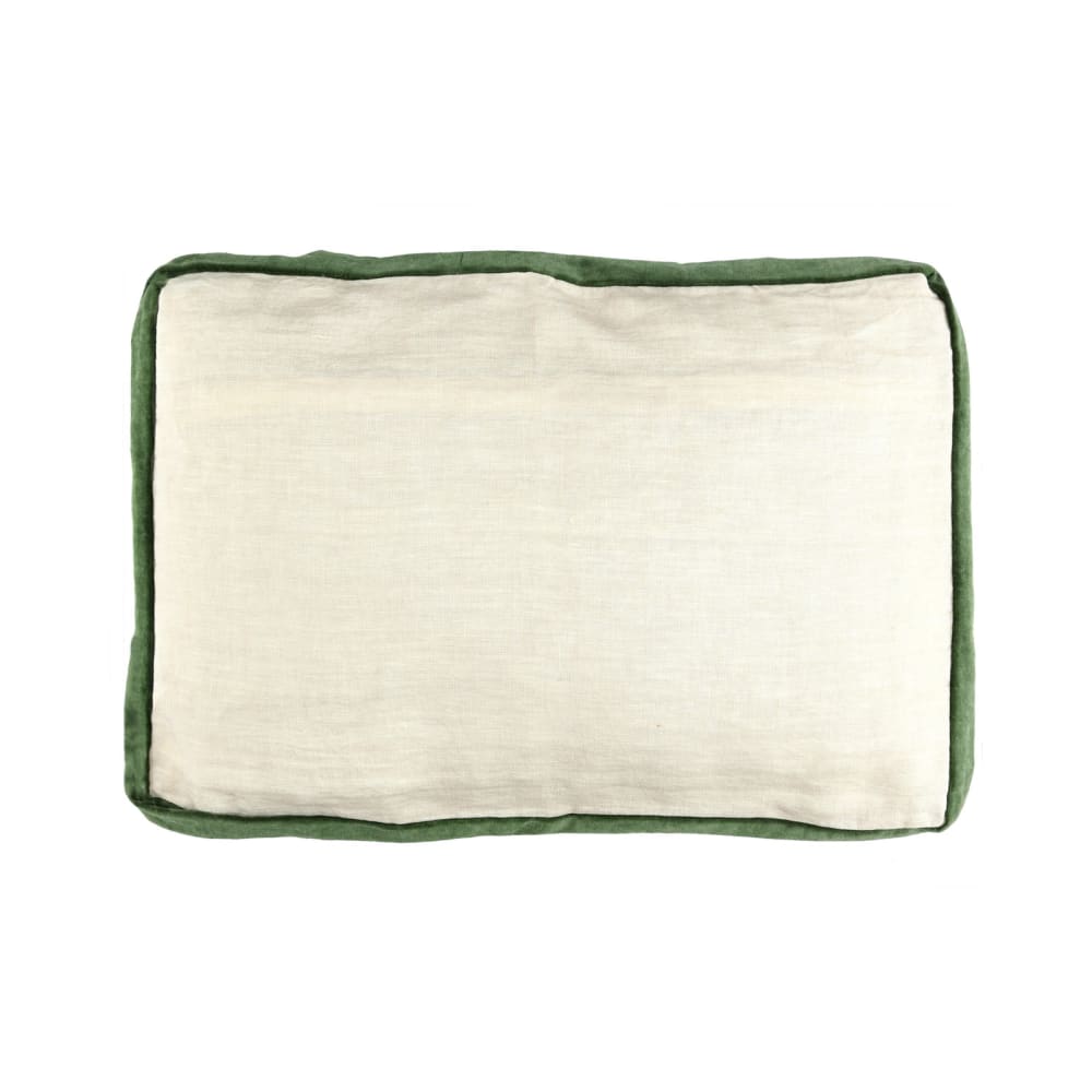 Coussin en lin blanc et vert 60X40