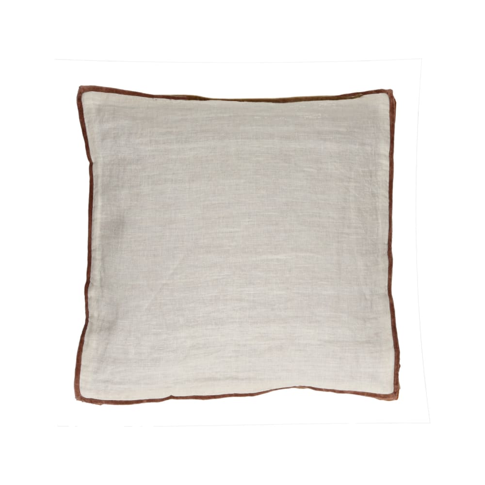 Coussin en lin blanc et cannelle 45X45
