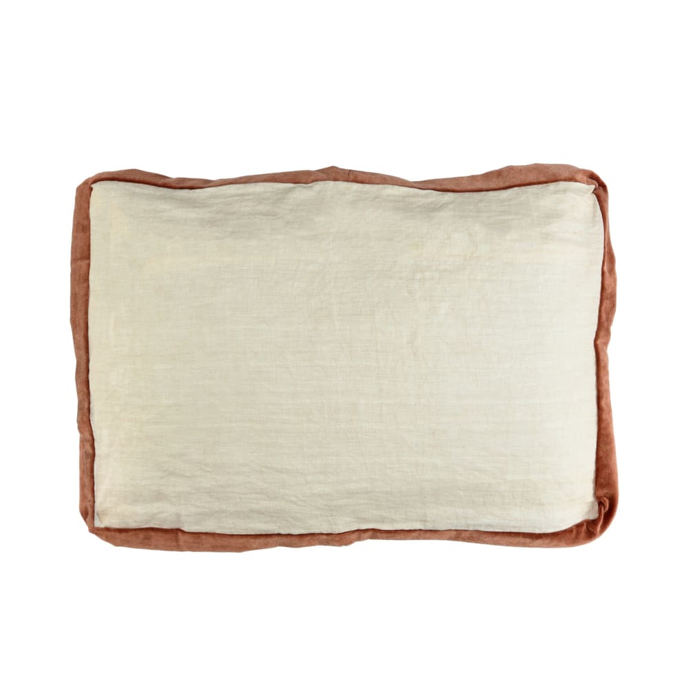 Coussin en lin blanc et cannelle 60X40